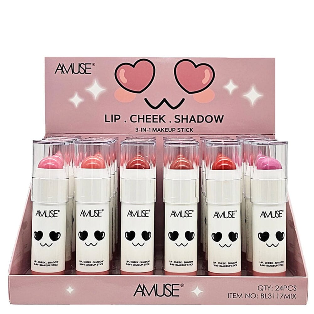 Lip, Cheeks, Shadow 3-IN-1 Makeup Stick (24 units)