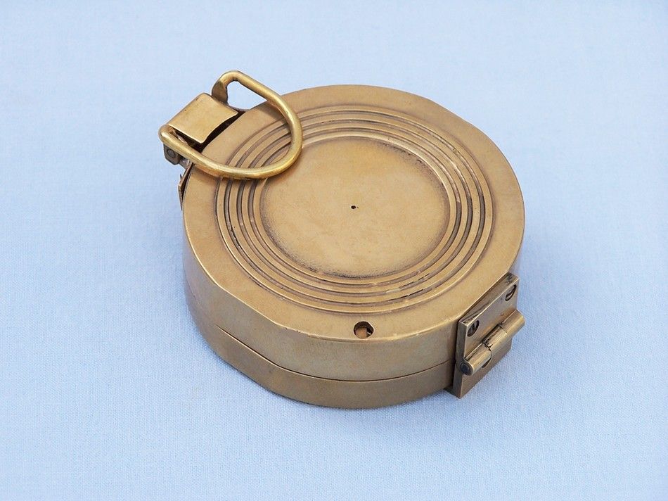 Antique Brass Clinometer Compass with Rosewood Box 4""