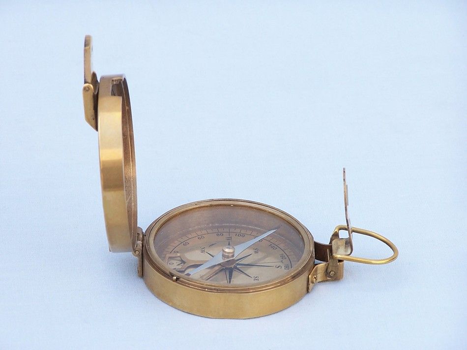 Antique Brass Clinometer Compass with Rosewood Box 4""