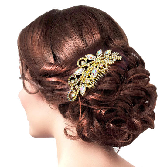 Marquise Stone Accented Wedding Bridal Rhinestone Hair Comb
