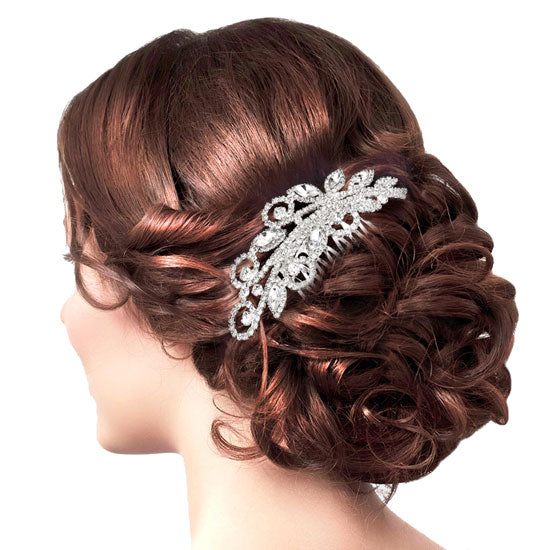 Marquise Stone Accented Wedding Bridal Rhinestone Hair Comb