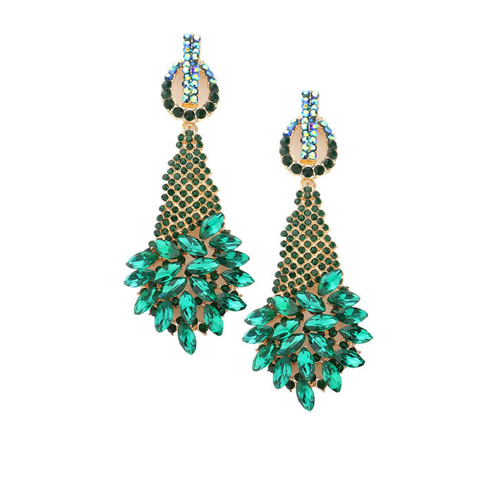 Marquise Stone Cluster Accented Evening Earrings