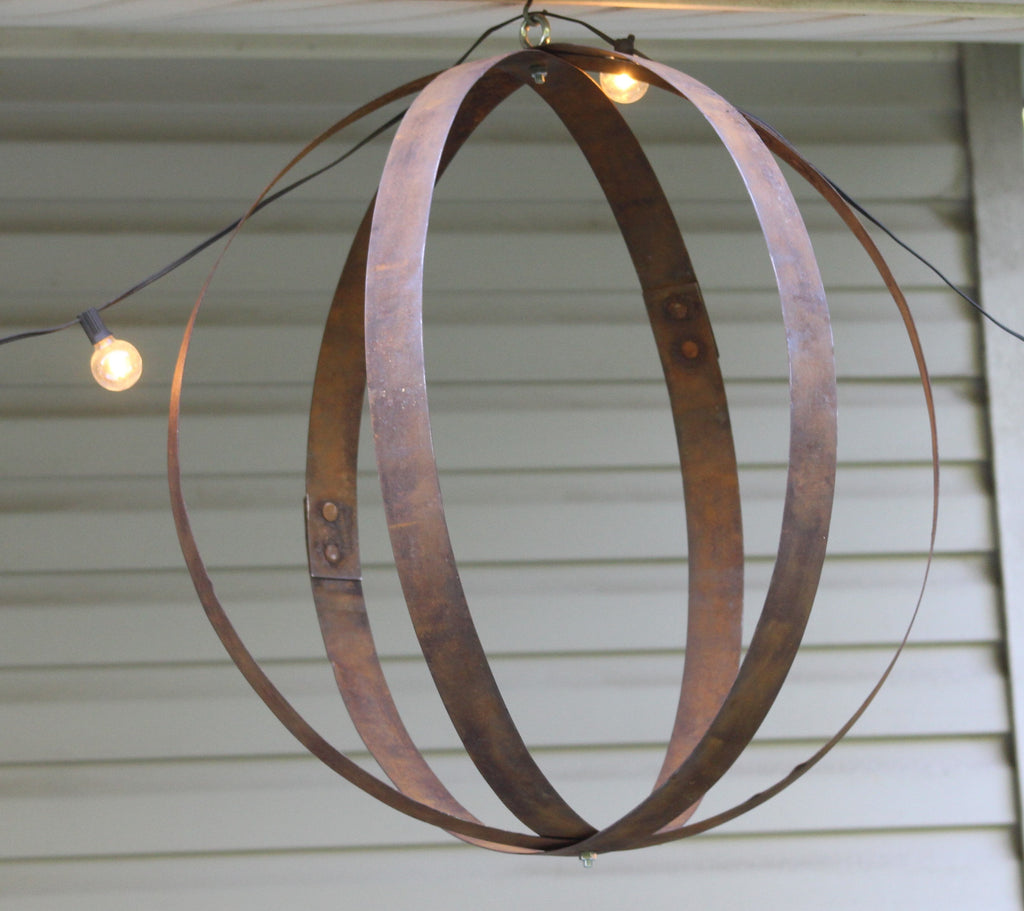 Rustic Hanging Plant Holder, Made with Reclaimed Barrel Rings