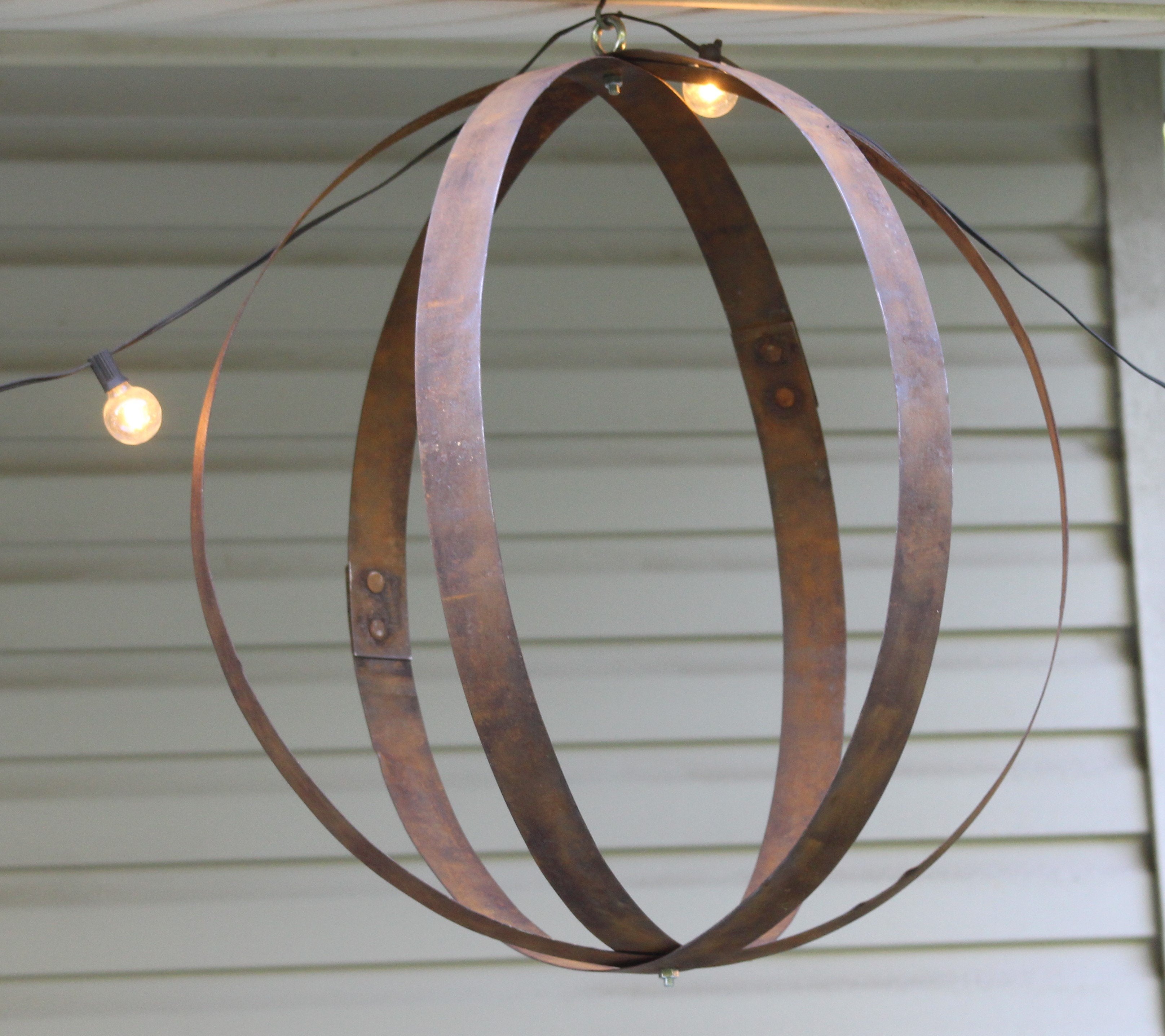 Rustic Hanging Plant Holder, Made with Reclaimed Barrel Rings