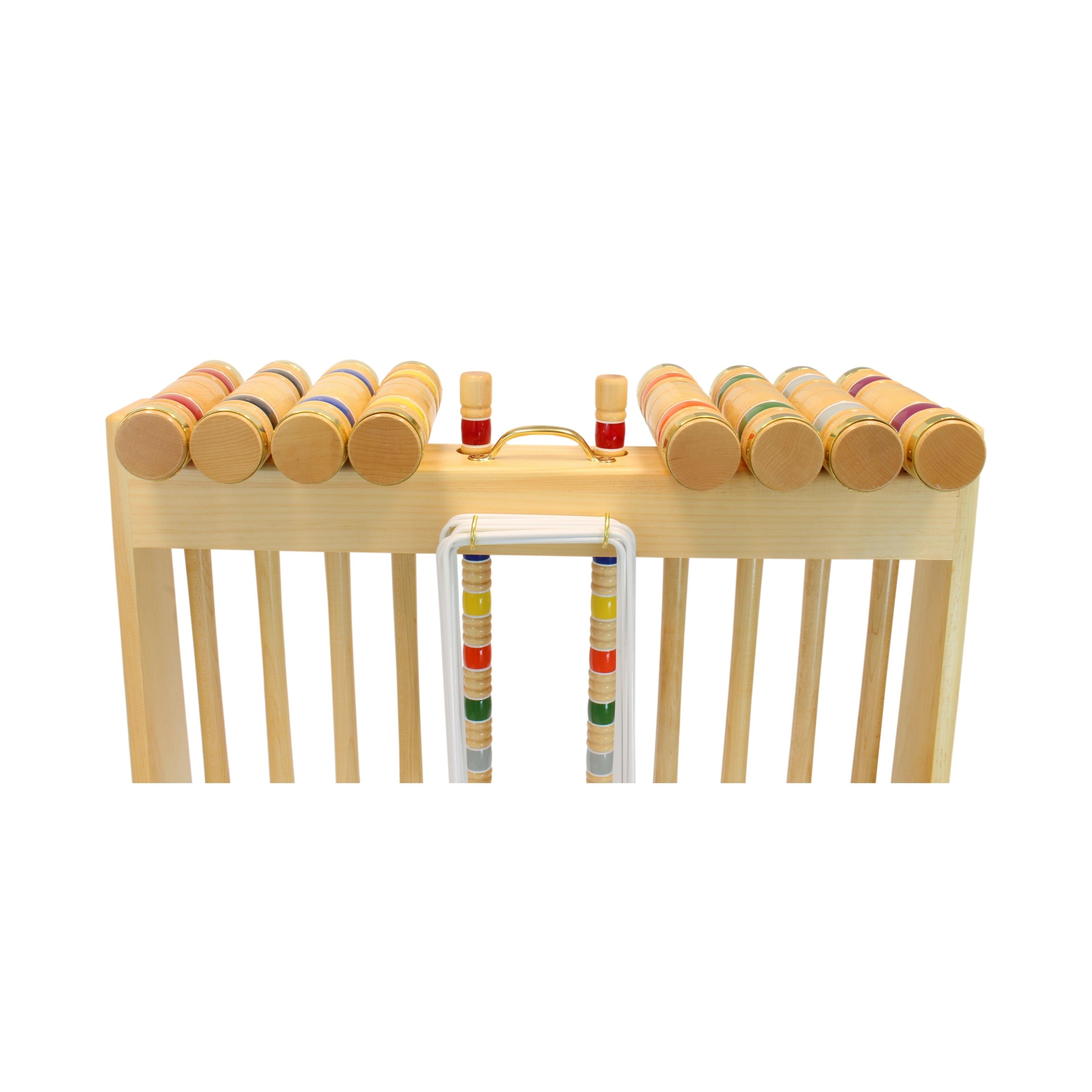 Deluxe 8-Player Croquet Game Set - Choose a Storage Option - Wooden Holder or Duffel Carry Bag