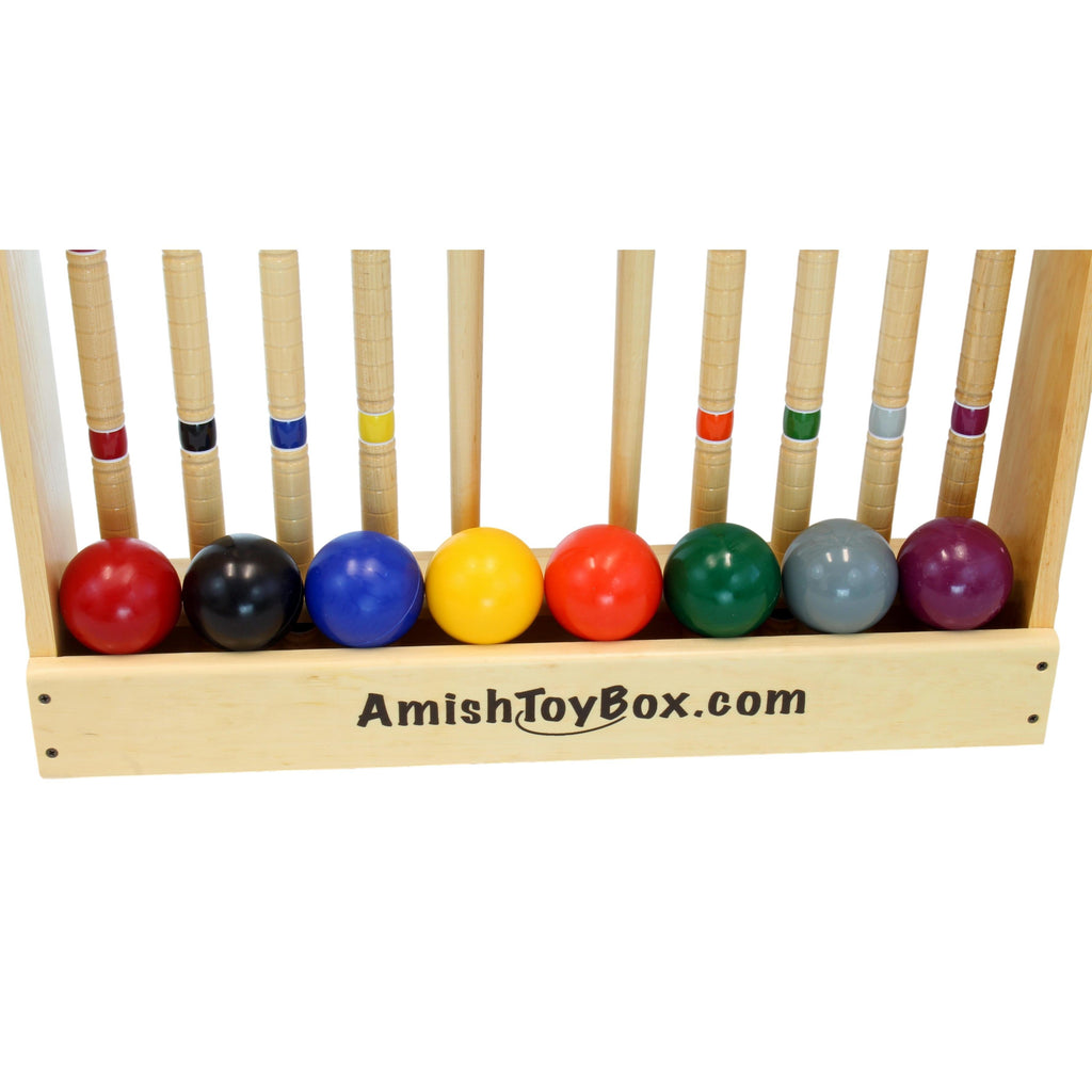 Deluxe 8-Player Croquet Game Set - Choose a Storage Option - Wooden Holder or Duffel Carry Bag