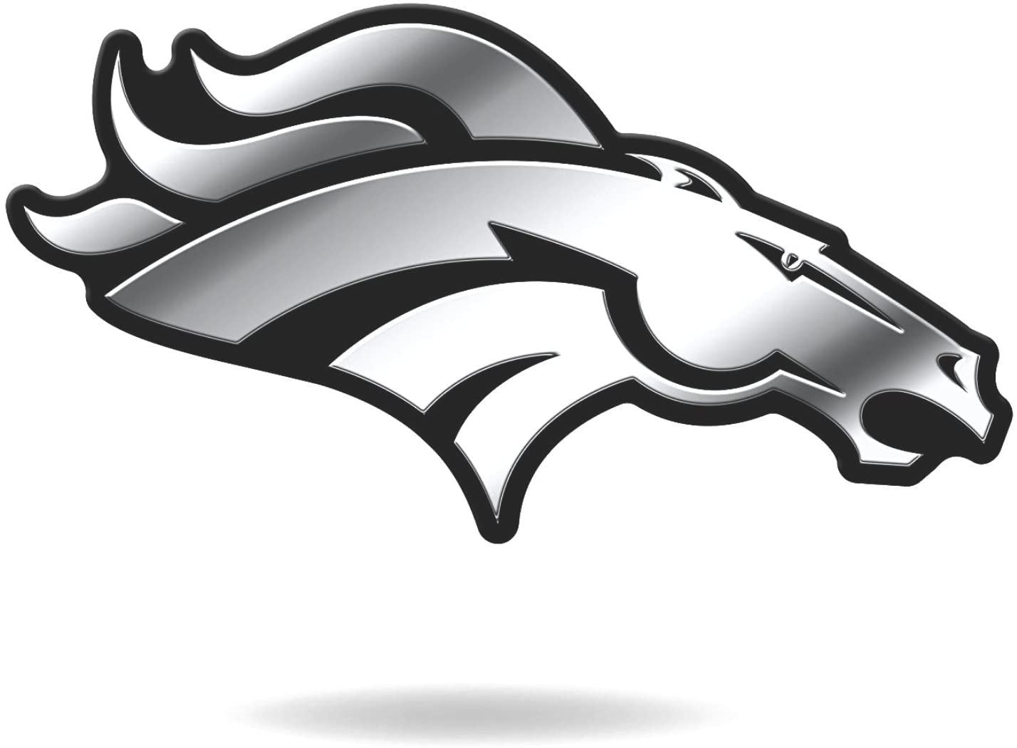Denver Broncos Special Edition Auto Emblem, Plastic Molded, Silver Chrome Color, Raised 3D Effect, Adhesive Backing