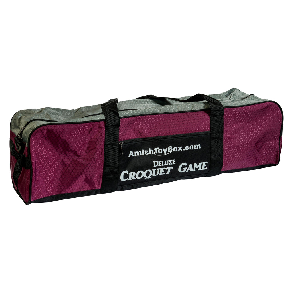 Deluxe 8-Player Croquet Game Set - Choose a Storage Option - Wooden Holder or Duffel Carry Bag