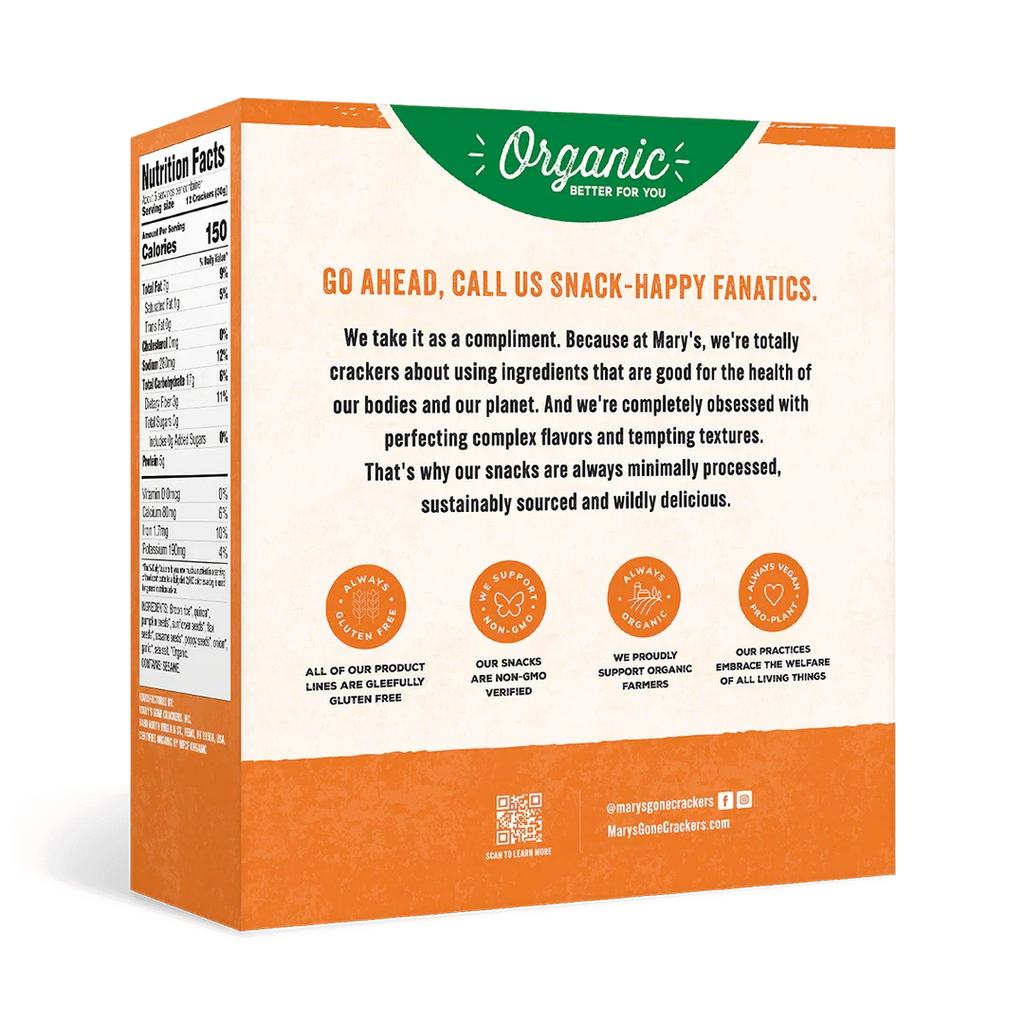 Mary's Gone Crackers Everything Super Seed Crackers - Case of 6 Boxes (4 oz Each) Organic Gluten-Free