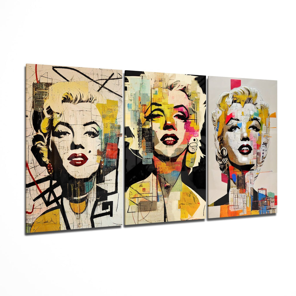 Triptych Pop Art Blonde Glass Wall Art
