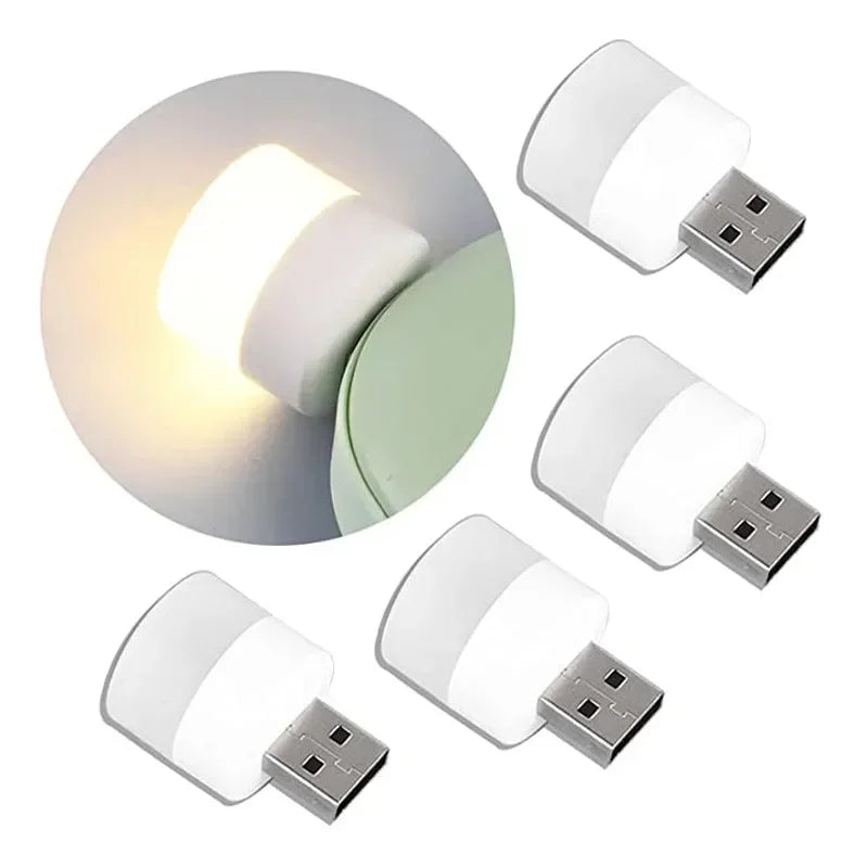 Mini USB LED Night Light - Warm & White Eye - Protection Reading Lamp, Portable USB Plug - In (1/3/5/10 Pack) - PhishStones Products