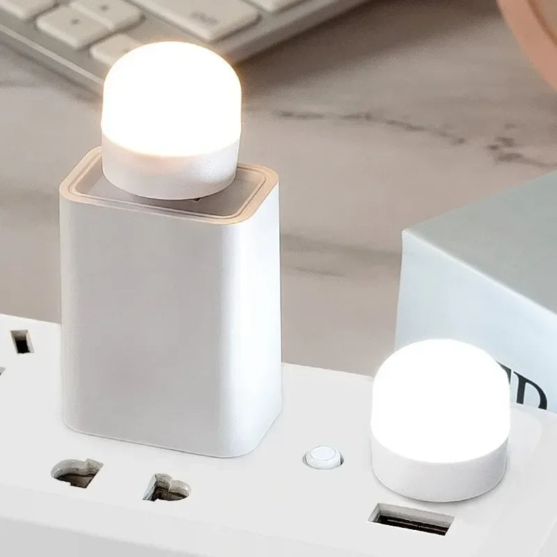 Mini USB LED Night Light - Warm & White Eye - Protection Reading Lamp, Portable USB Plug - In (1/3/5/10 Pack) - PhishStones Products