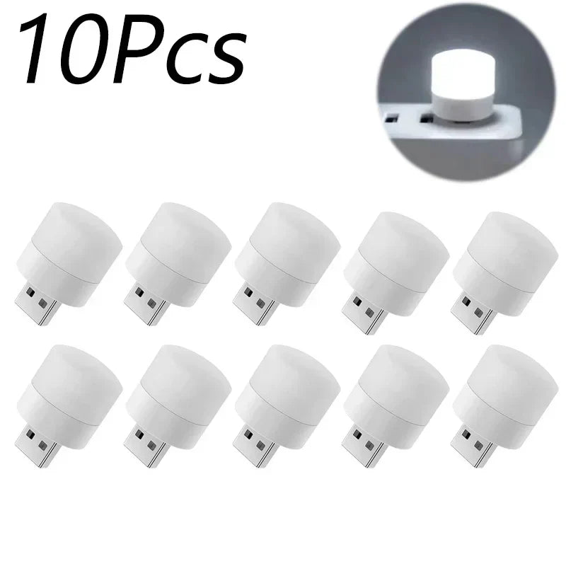 Mini USB LED Night Light - Warm & White Eye - Protection Reading Lamp, Portable USB Plug - In (1/3/5/10 Pack) - PhishStones Products