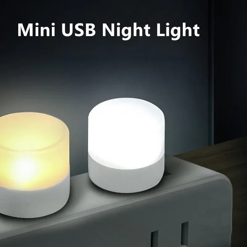 Mini USB LED Night Light - Warm & White Eye - Protection Reading Lamp, Portable USB Plug - In (1/3/5/10 Pack) - PhishStones Products
