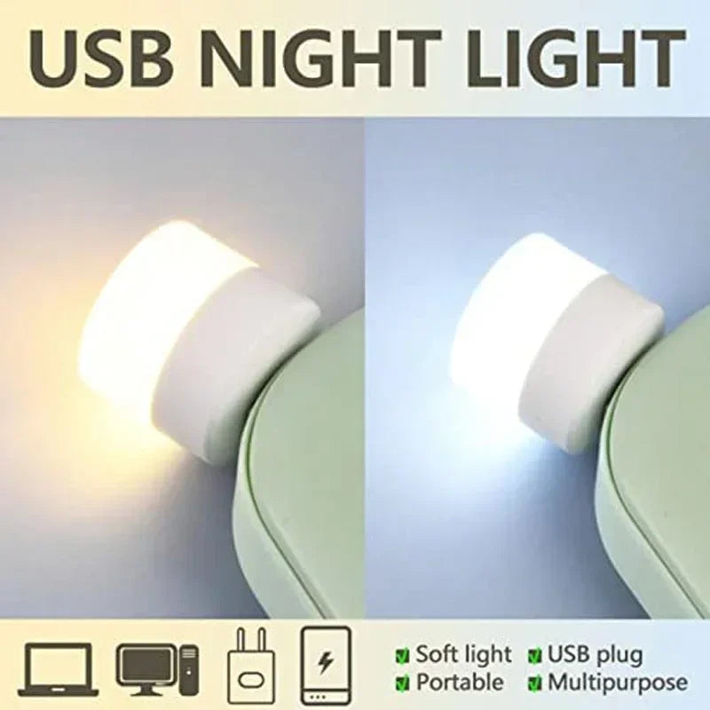 Mini USB Night Light 3 - 5 Pack Warm & White LED Reading Light USB Plug - In Portable Eye Protection Lamp - PhishStones Products