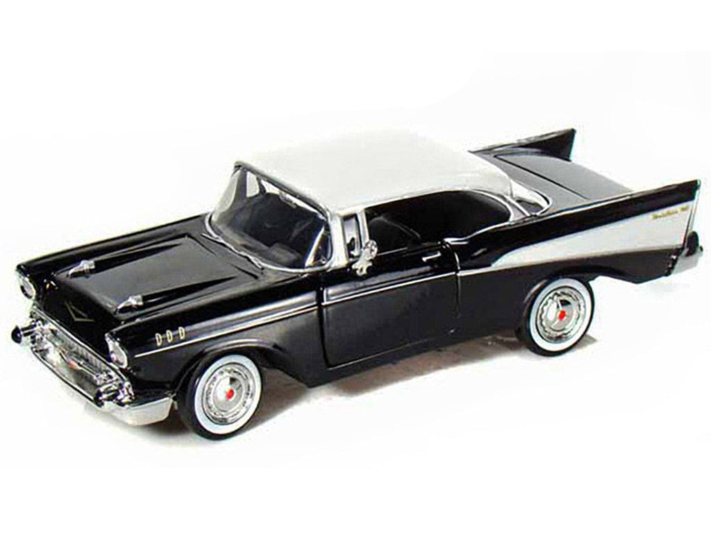 1957 Chevrolet Bel Air Black with White Top 1/24 Diecast Model Car by Motormax