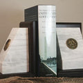 Marble Block Bookends With Wood Base