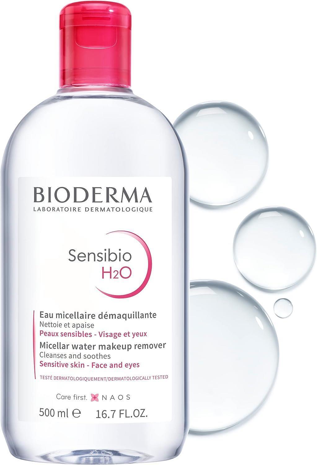 Bioderma Sensibio H2O: Gentle Micellar Cleansing Water - Soothes & Removes Makeup, Perfect for Sensitive Skin (500ml)
