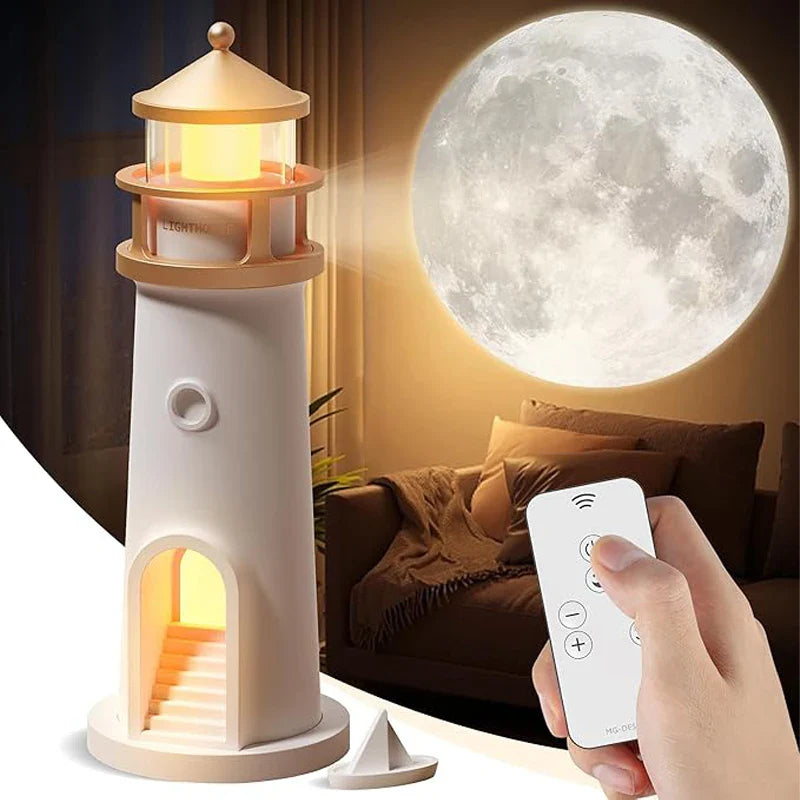Moon Projection Night Light Lighthouse Lamp with Bluetooth Speaker, Remote & Motion Sensor — Ambient Bedroom & Kids Gift - PhishStones Products