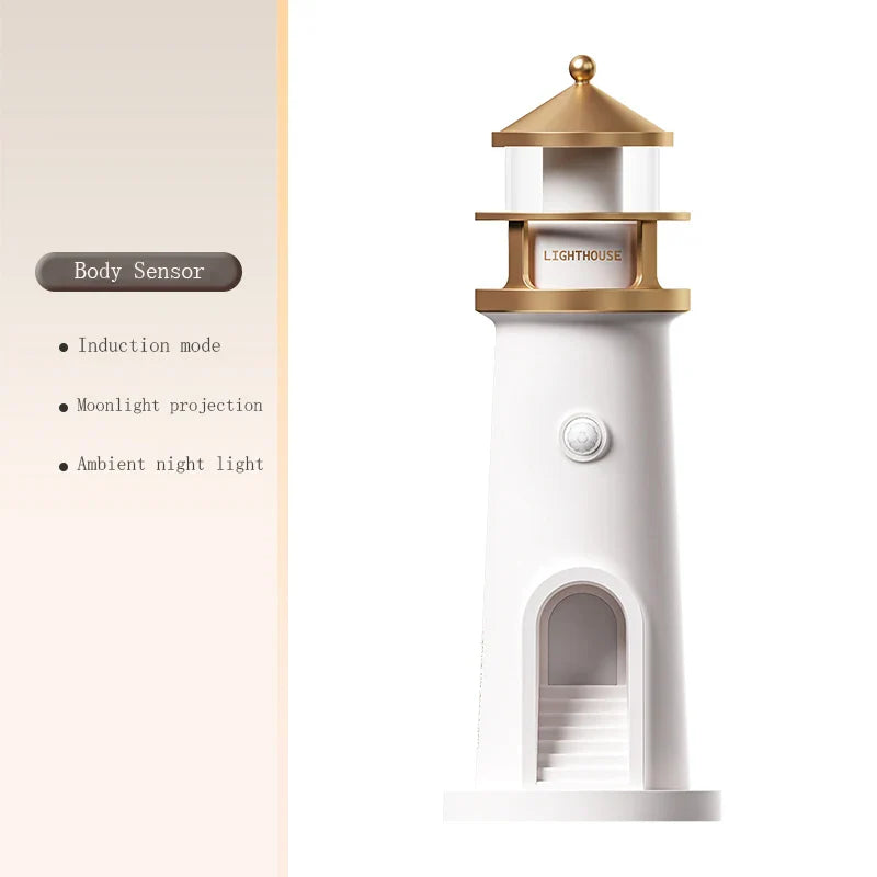 Moon Projection Night Light Lighthouse Lamp with Bluetooth Speaker, Remote & Motion Sensor — Ambient Bedroom & Kids Gift - PhishStones Products