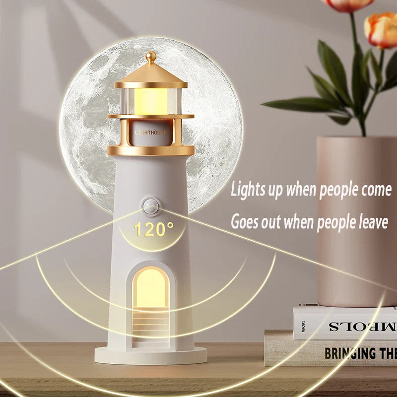 Moon Projection Night Light Lighthouse Lamp with Bluetooth Speaker, Remote & Motion Sensor — Ambient Bedroom & Kids Gift - PhishStones Products