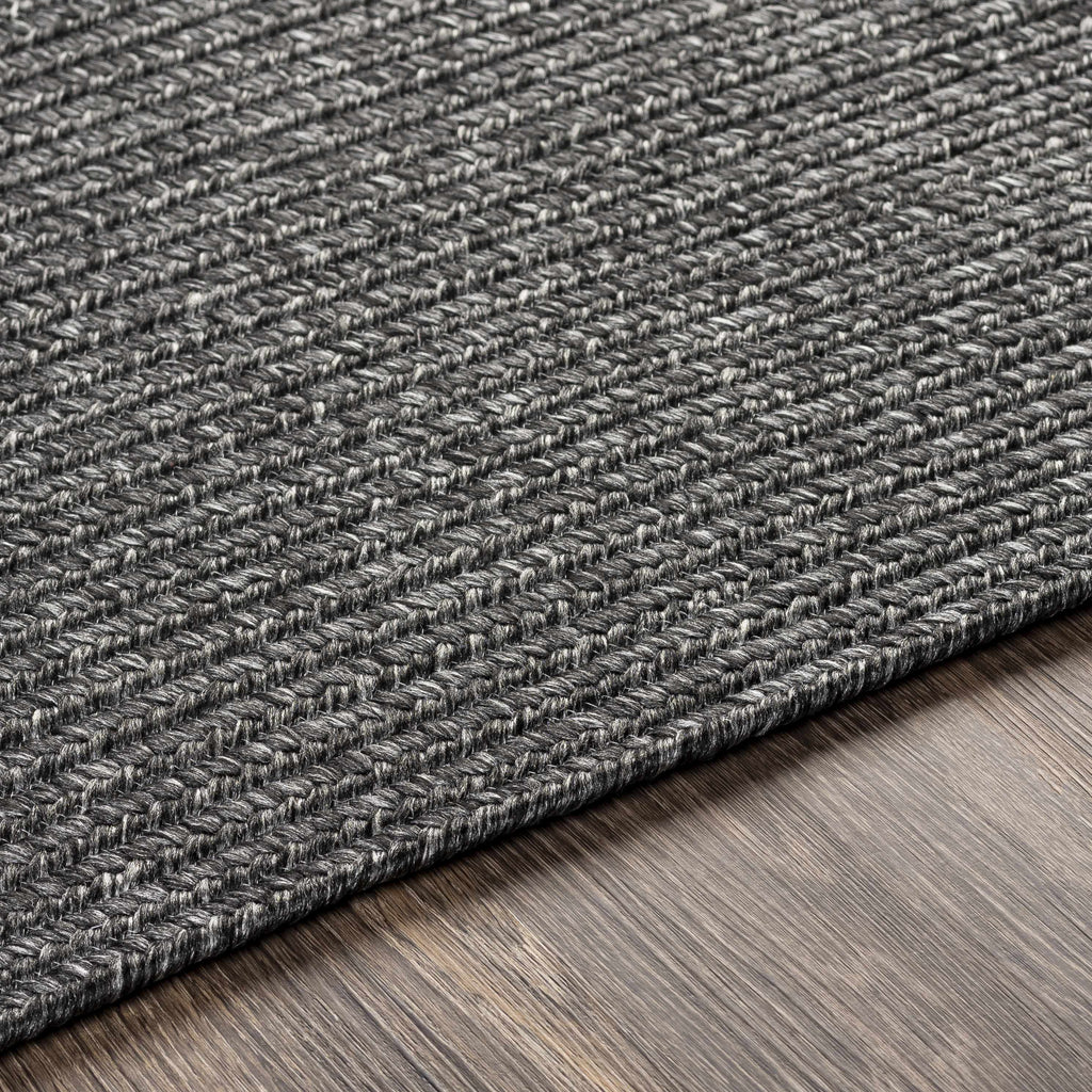 Black Braided Faux Jute Outdoor Rug