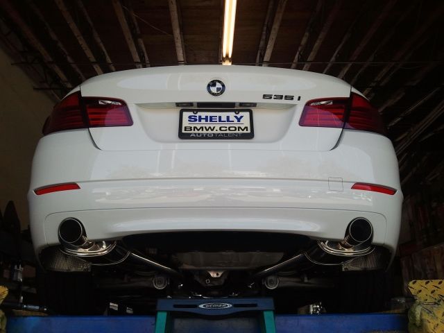 Megan Racing Supremo Exhaust System Single Burnt Rolled Tip for BMW F10 5 Series 2011+ T304 Stainless Steel 63mm ID 89mm OD MR-ABE-BF10-VO-RR+RL