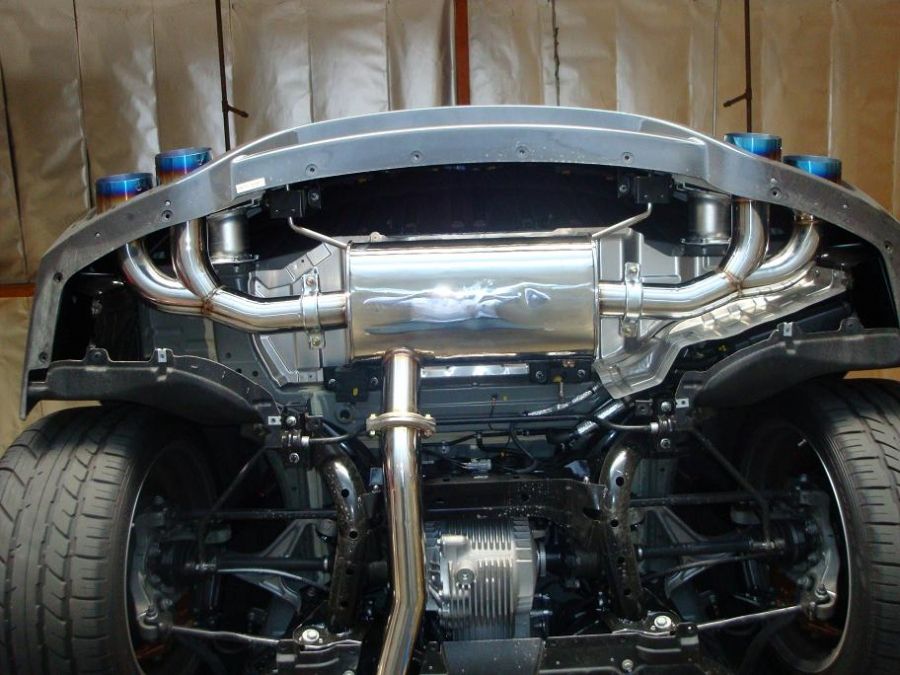 Megan Racing Cat Back Exhaust System for Nissan GTR R35 2009+ - Blue Titanium Tips MR-CBS-NR35T-R