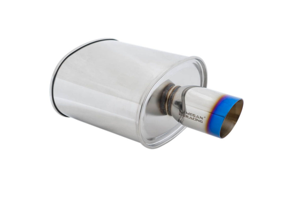 Megan Racing Muffler Universal MVO for 2010to2025 18" Length 6.5" Height 2.4" Inlet ID 3.2" Tip OD 3.5" - Various Tip Styles