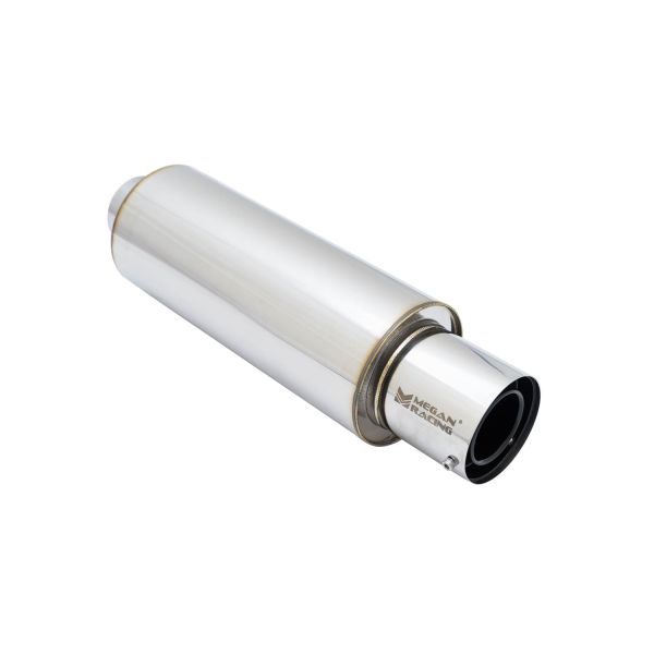 Megan Racing Universal Exhaust Muffler - Various Models 19.5" Length 5.5" Height 2.4" Inlet ID 3.9" Tip ID 3.9" Stainless Steel