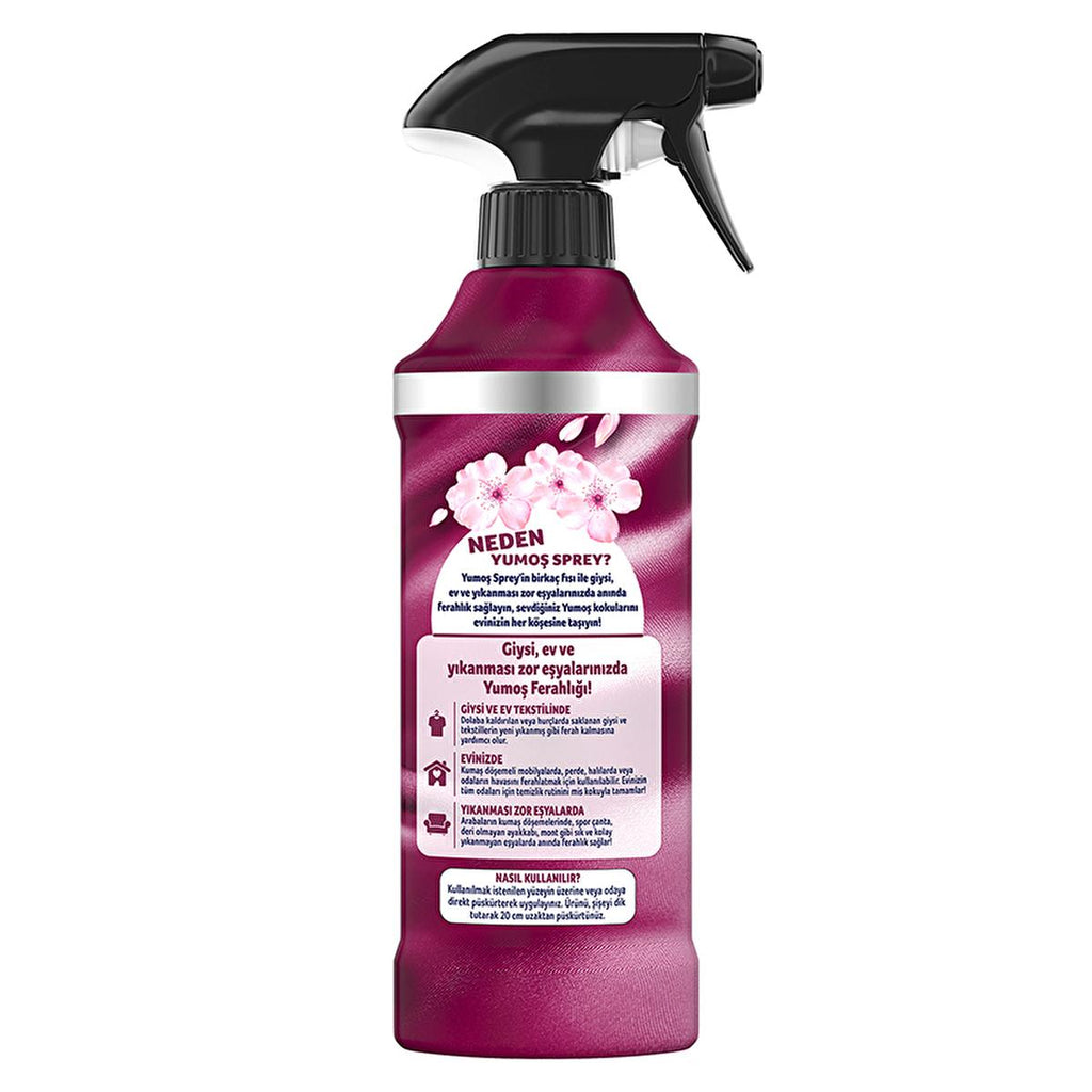 Yumoş Sakura Fabric and Home Fragrance Spray - Dermatologically Tested, Alcohol-Free, 15.22 fl oz