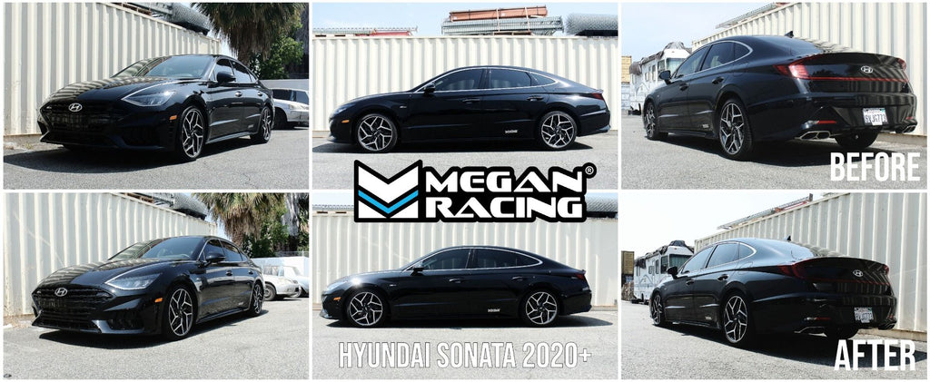 Megan Racing Coilover Damper Kit for Hyundai Sonata 2020+ / Kia K5 2020+ - 32-Level Adjustment, Camber Adjustable Pillowball Front Mounts
