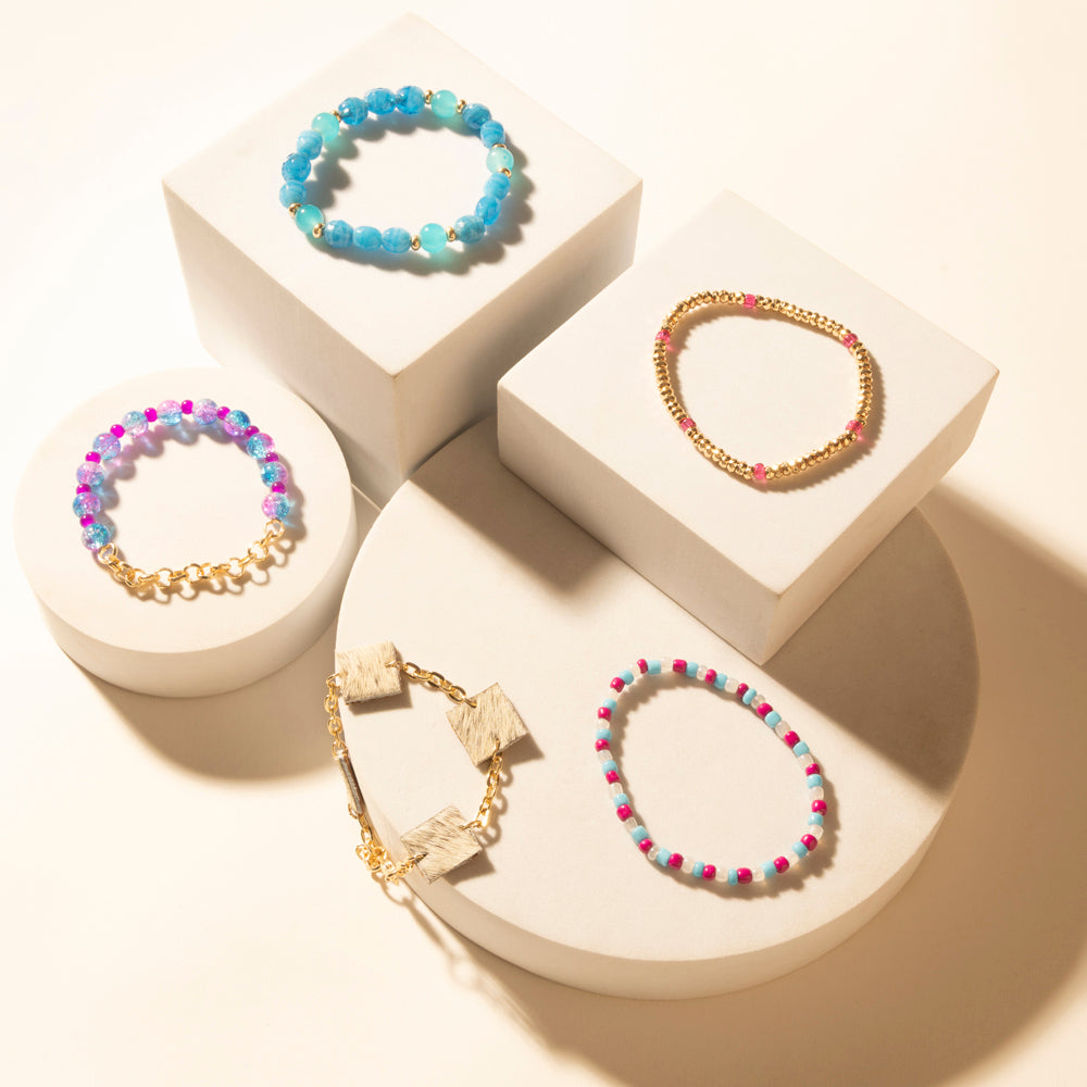 Myra Boho Graffiti Stack Bracelet in Prairie Blue - PhishStones Products