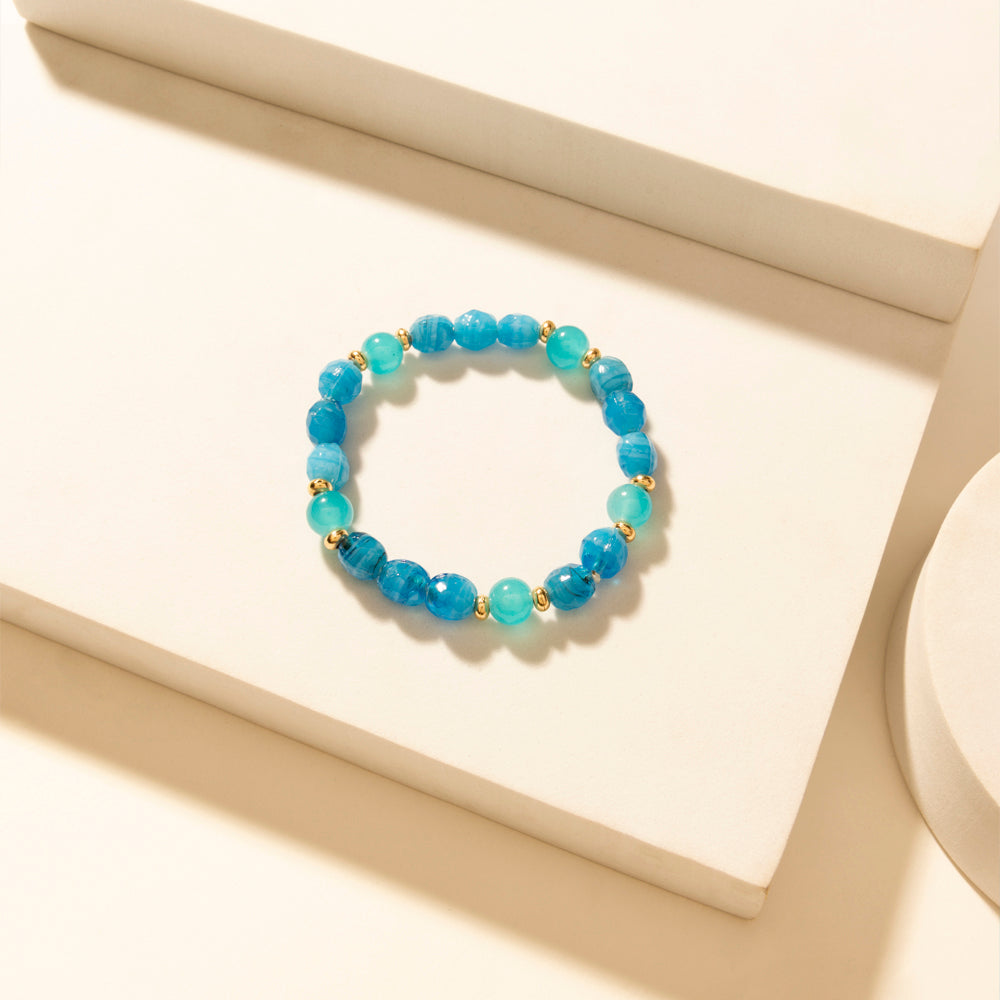 Myra Boho Graffiti Stack Bracelet in Prairie Blue - PhishStones Products