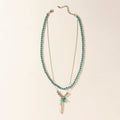 Myra Feathered Sage Necklace in Range Blue - PhishStones Products