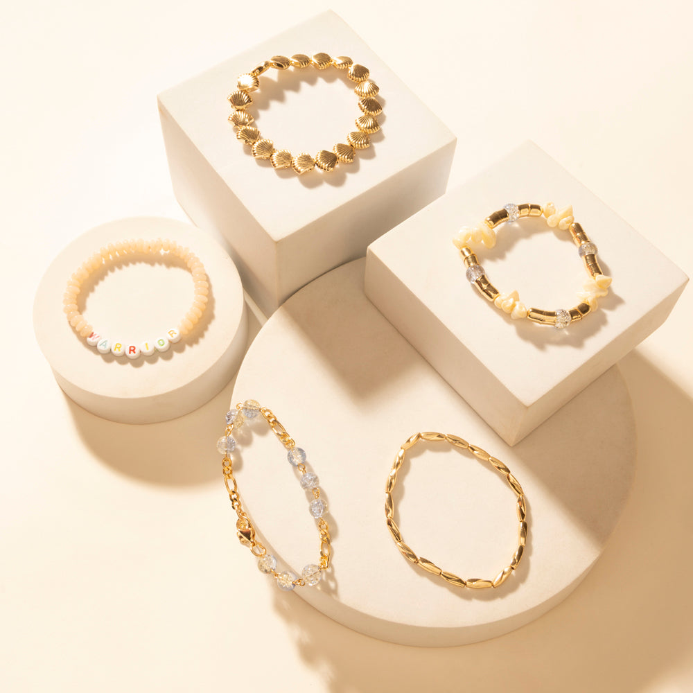 Myra Gulf Shell Stack Bracelet in Dune Gold - PhishStones Products