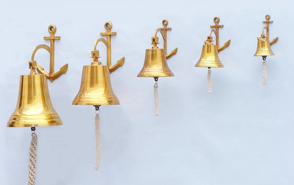 Brass Hanging Anchor Bell 21""