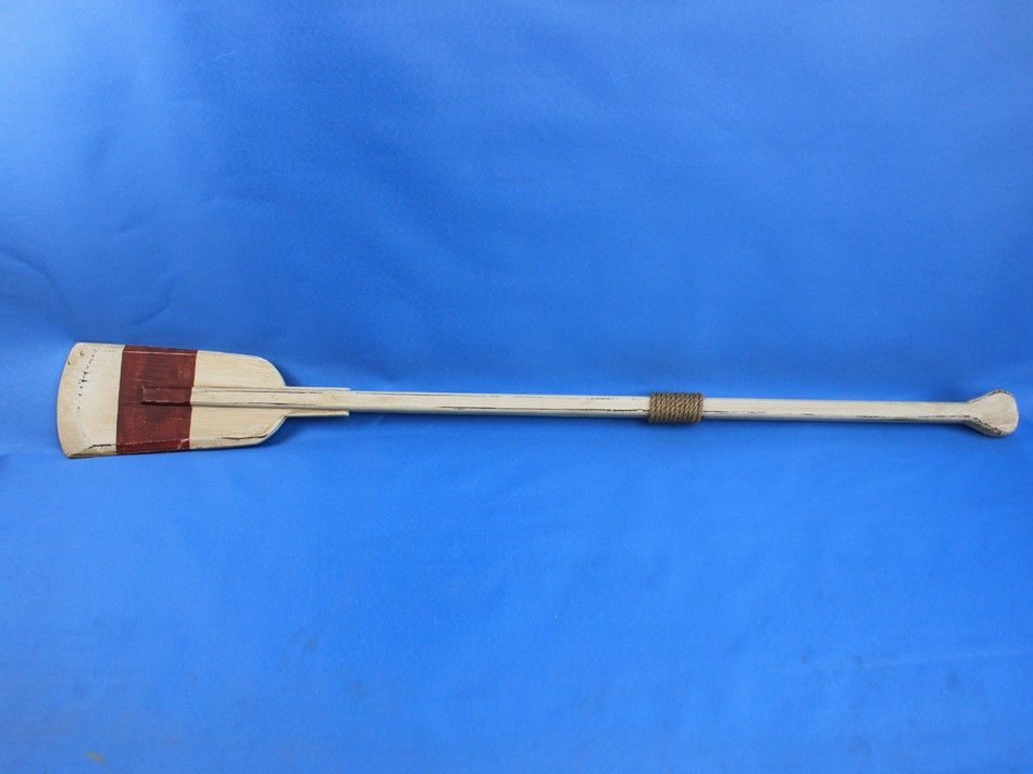Wooden Rustic Manhattan Beach Decorative Squared Rowing Boat Oar with Hooks 50""