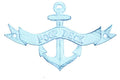 Dark Blue Whitewashed Cast Iron Poop Deck Anchor Sign 8""