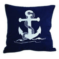Navy Blue and White Anchor Pillow 15""