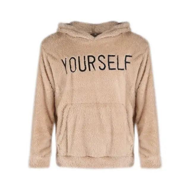 New Autumn And Winter Warm Men Wool Hooded Sweatshirts Letter Print Hooded Men's Embroidered Sweater Casual Hooded Long Sleeve Hipster Gym Long Sleeve Hoodies