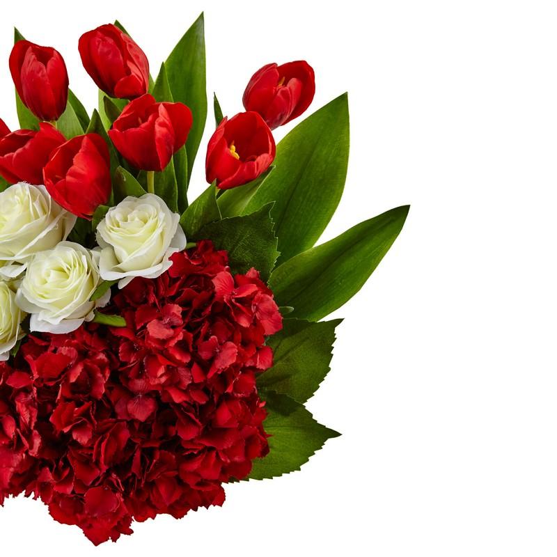 Tulip Rose & Hydrangea Arrangement