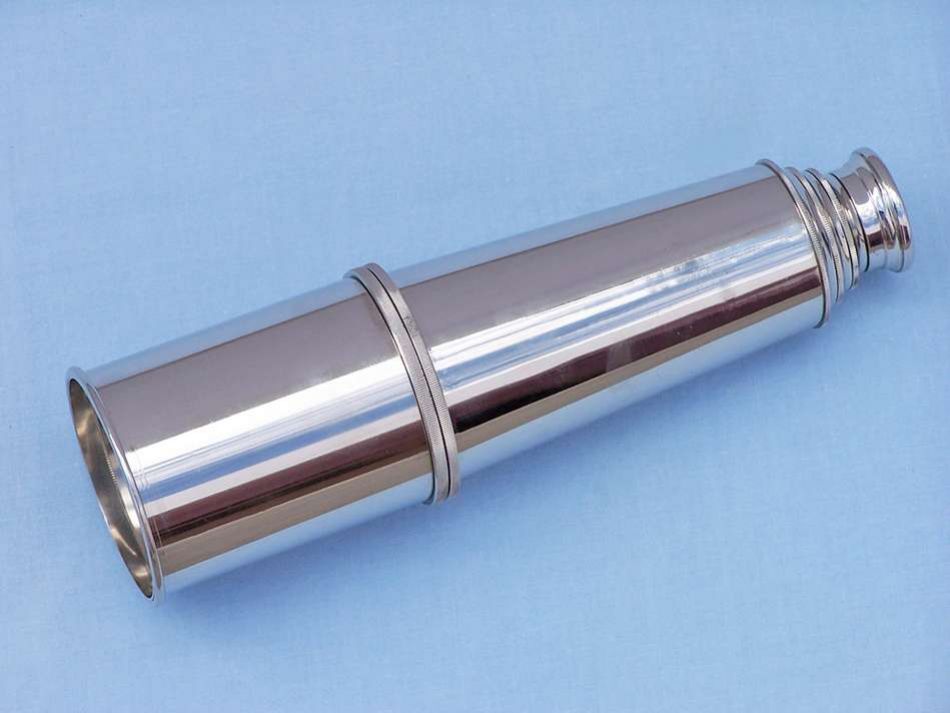 Deluxe Class Chrome Admiral's Spyglass Telescope 27"" w/ Rosewood Box