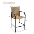 Patio Rattan Bar Stools Set of 4 with Soft Cushions