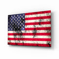 Distressed Grunge American Flag Glass Wall Art
