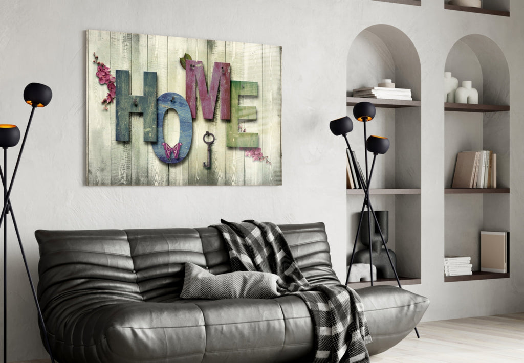 Rustic Home Letters Wood Panel Glass Wall Art