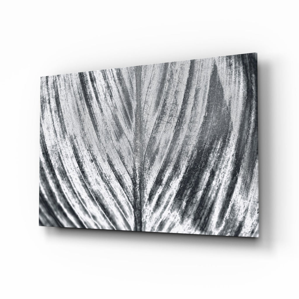 Silver Brushed Leaf Glass Wall Art