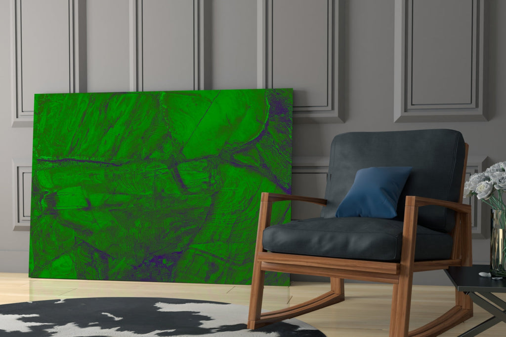 Emerald Green Cracked Paint Glass Wall Art