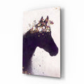 Blooming Mane Horse Silhouette Glass Wall Art