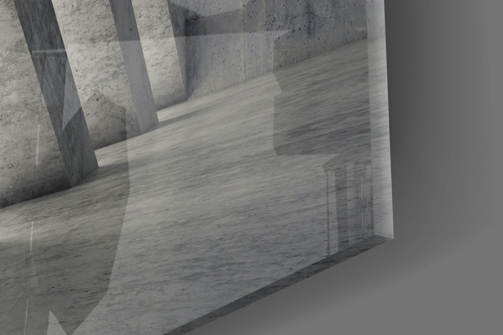 Slanted Concrete Columns Interior Glass Wall Art